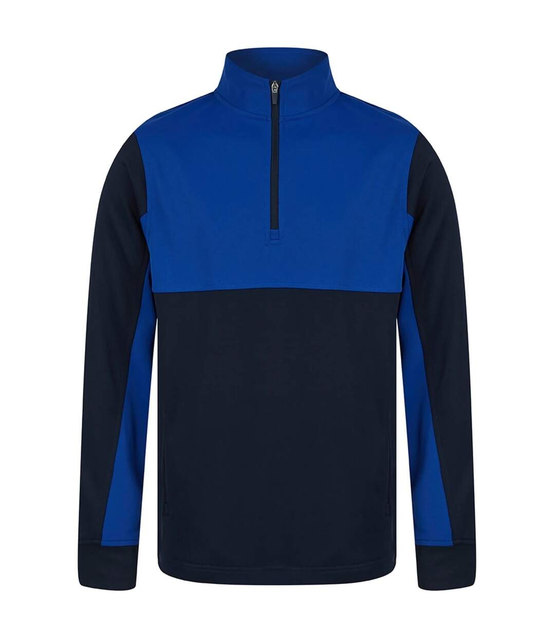 Mens Colour Block Quarter Zip Tracksuit Top Navy Royal Blue Finden & Hales-1
