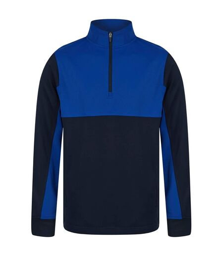 Mens Colour Block Quarter Zip Tracksuit Top Navy Royal Blue Finden & Hales