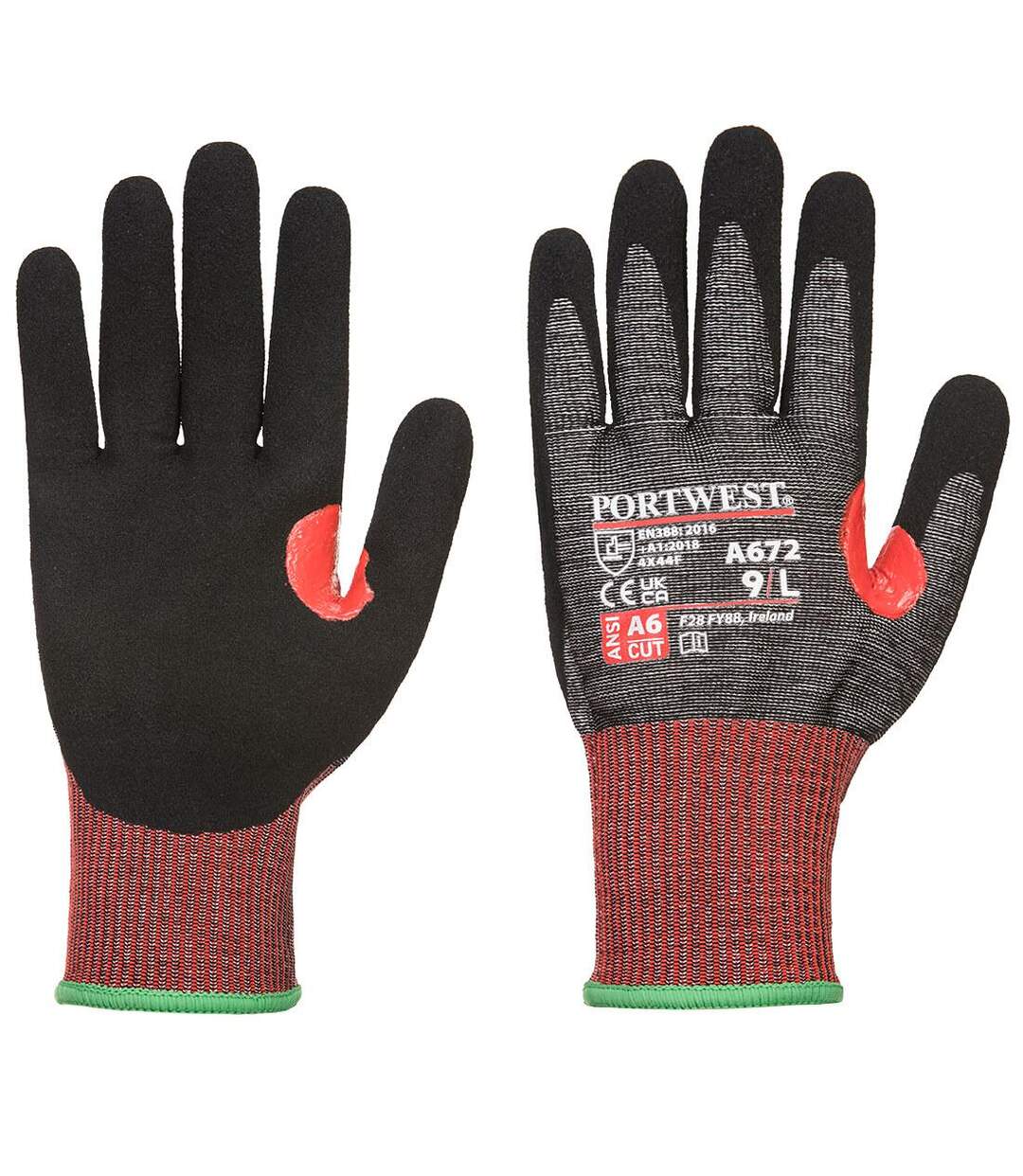 Unisex adult a672 cs f13 nitrile cut resistant gloves xs black Portwest-1