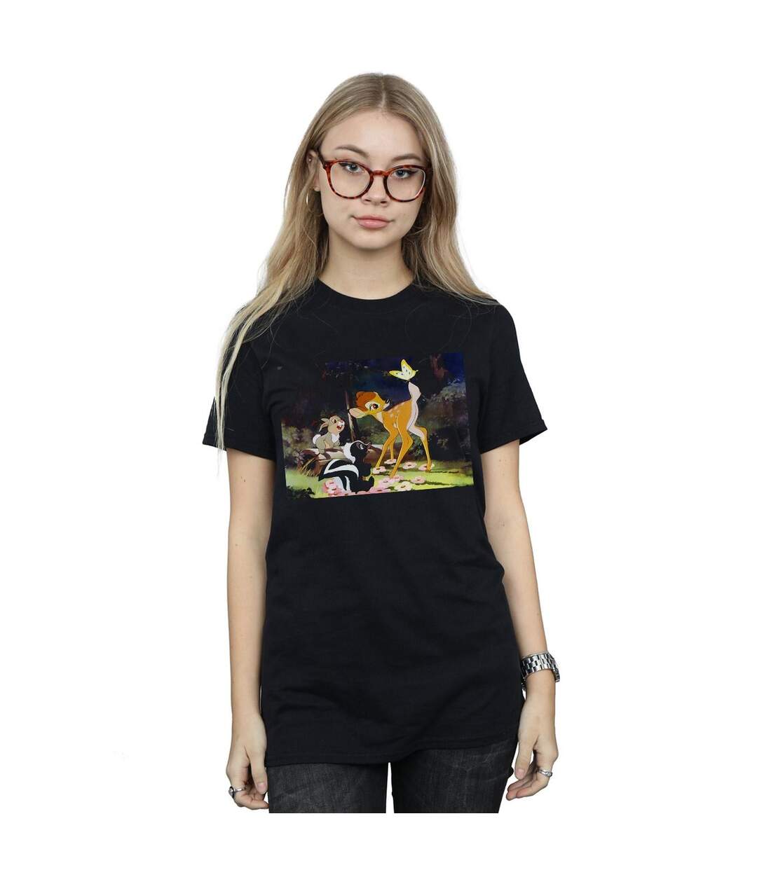 Disney Femme/Les femmes - T-shirt en coton boyfriend Bambi Tail Butterfly Still (Noir) - UTBI49536-2