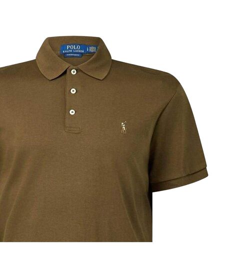 Mens Pima Cotton Slim Short-sleeved Polo Shirt Brown Ralph Lauren