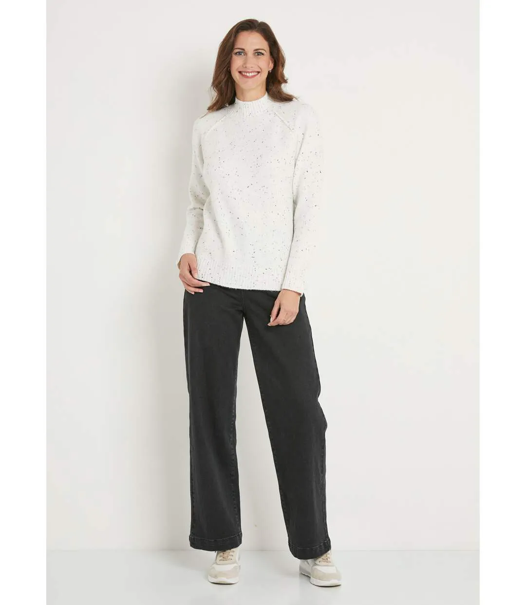 Pull chaud raglan col montant moucheté-3