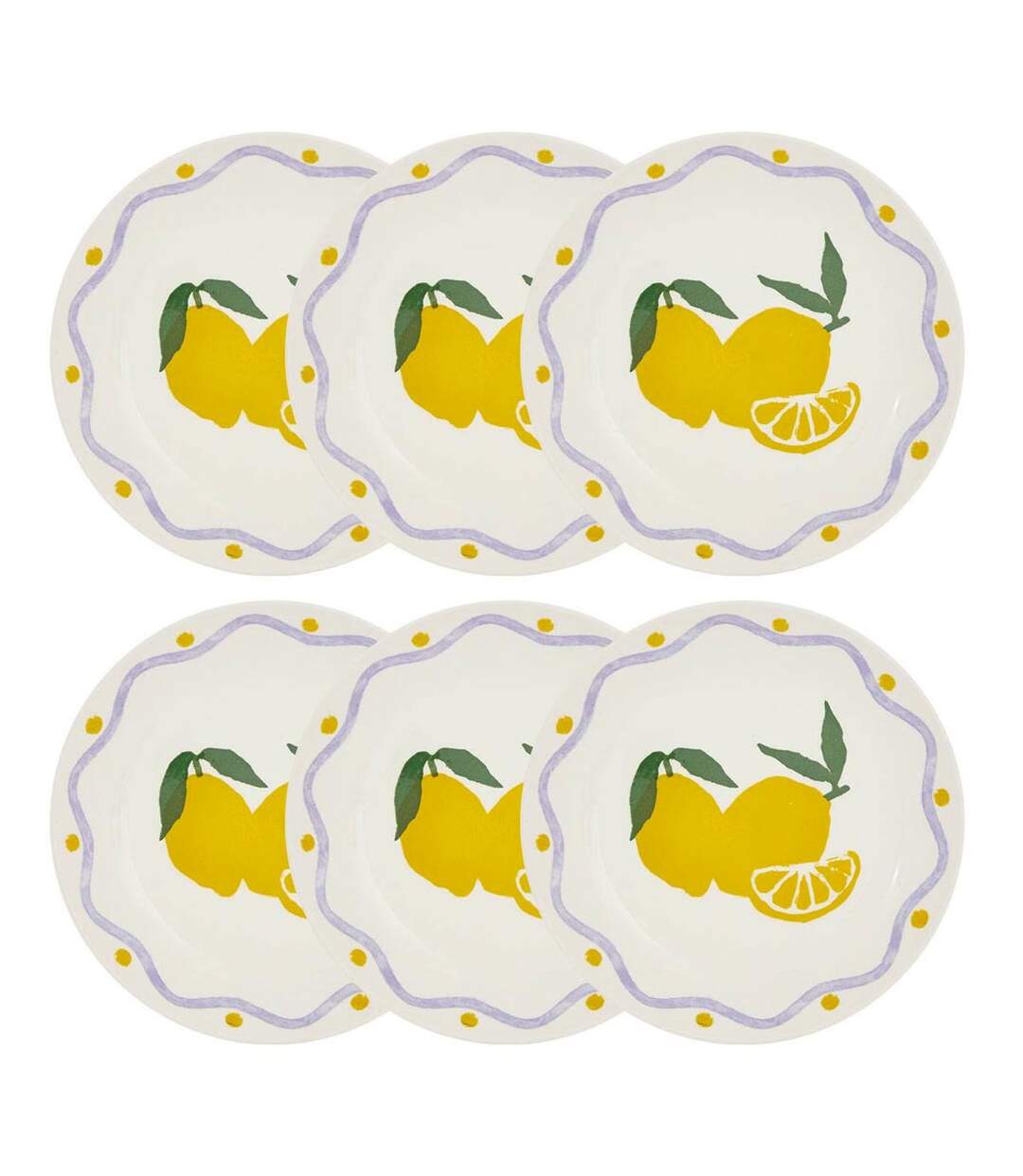 Lot de 6 Assiettes à Dessert Citron 19cm Multicolore-2