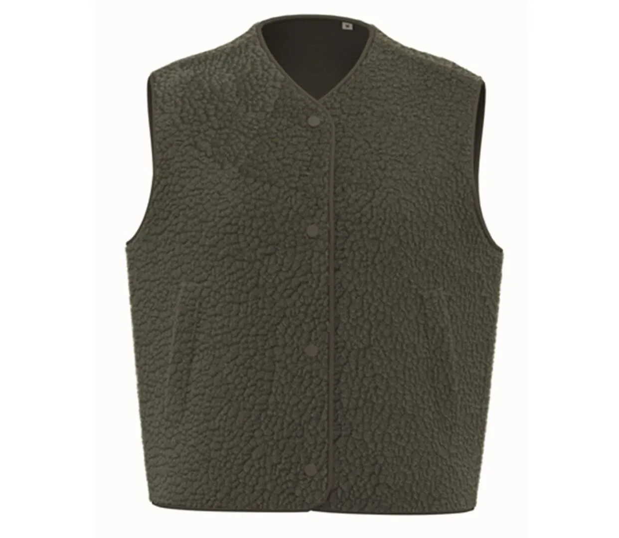 Veste gilet sans manches sherpa - Femme - PATS604 - vert kaki-1