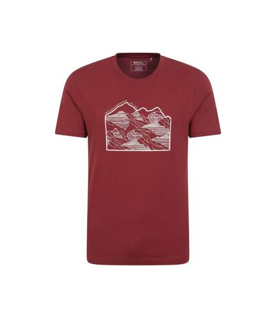 Mens linear organic t-shirt dark burgundy Mountain Warehouse