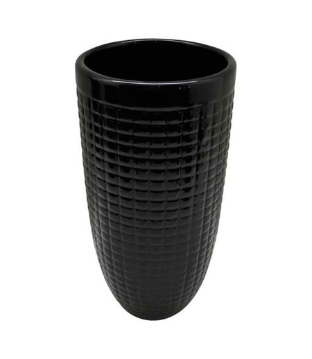 Vase Déco en Céramique Quadri 27cm Noir