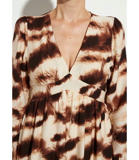 Robe volantée col V manches resserrées