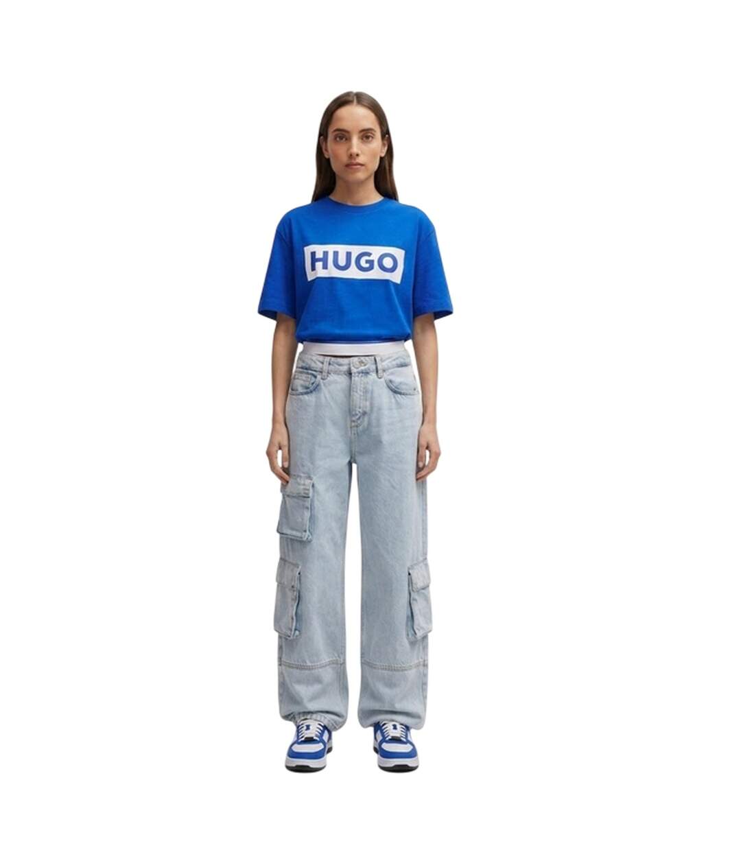 Unisex Adult Box Logo T-shirt Blue Hugo Boss-1