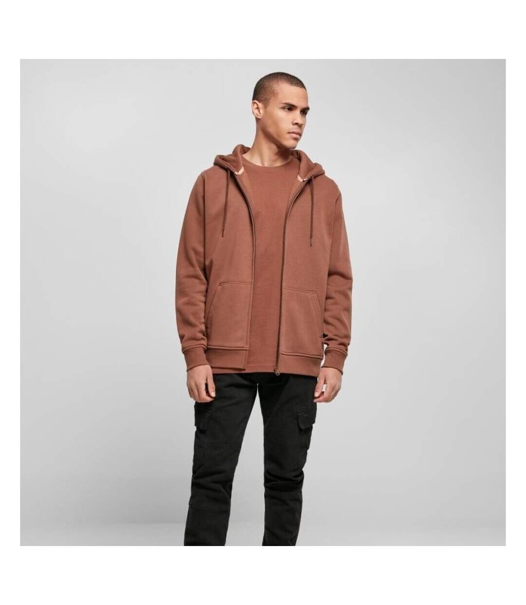 Mens heavy zip up hoodie bark Build Your Brand