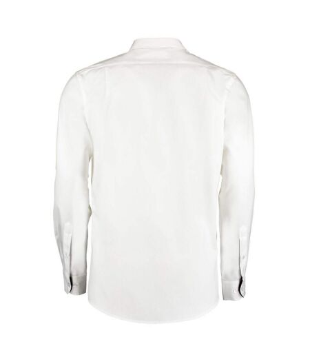 Kustom Kit Mens Premium Contrast Oxford Long-Sleeved Shirt (White/Navy) - UTPC6314