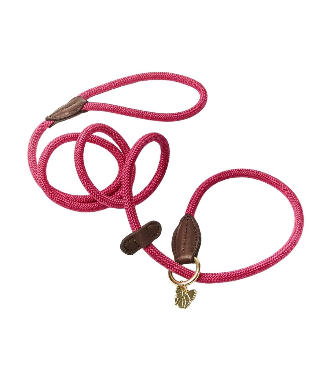 Leather dog slip lead one size pink Digby & Fox-1