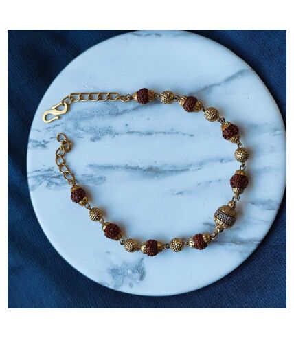 Indian Shiva Rudraksha Gold Beaded Hindu Bracelet