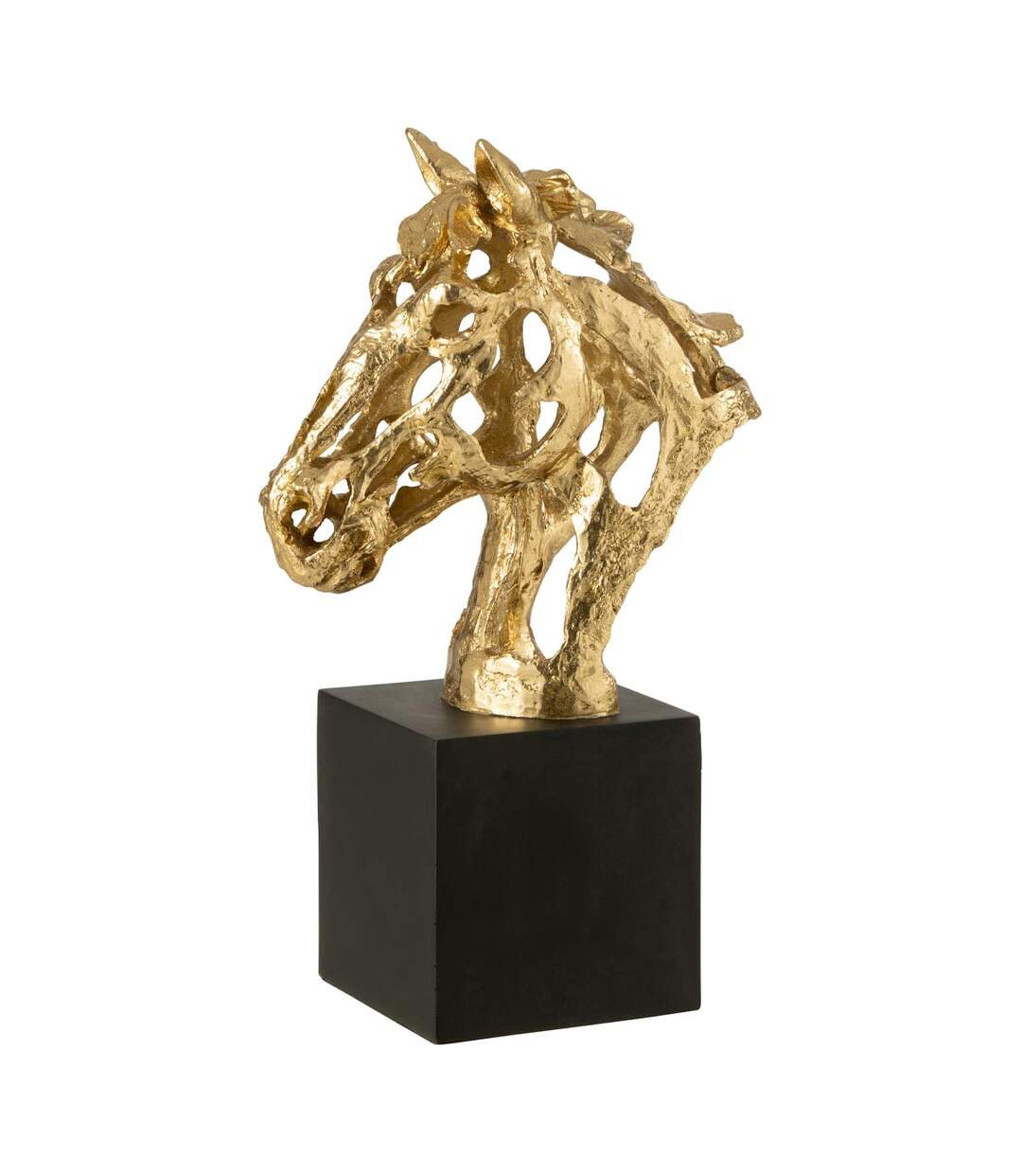 Tête de Cheval Ajourée sur Socle Hollywood 40cm Doré-1