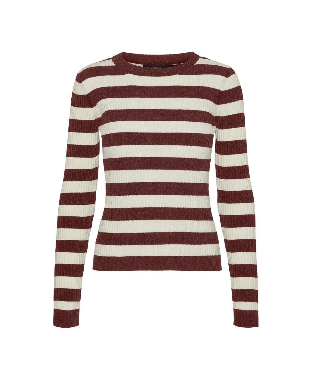 Pull beige/rouge femme vero moda chili-1