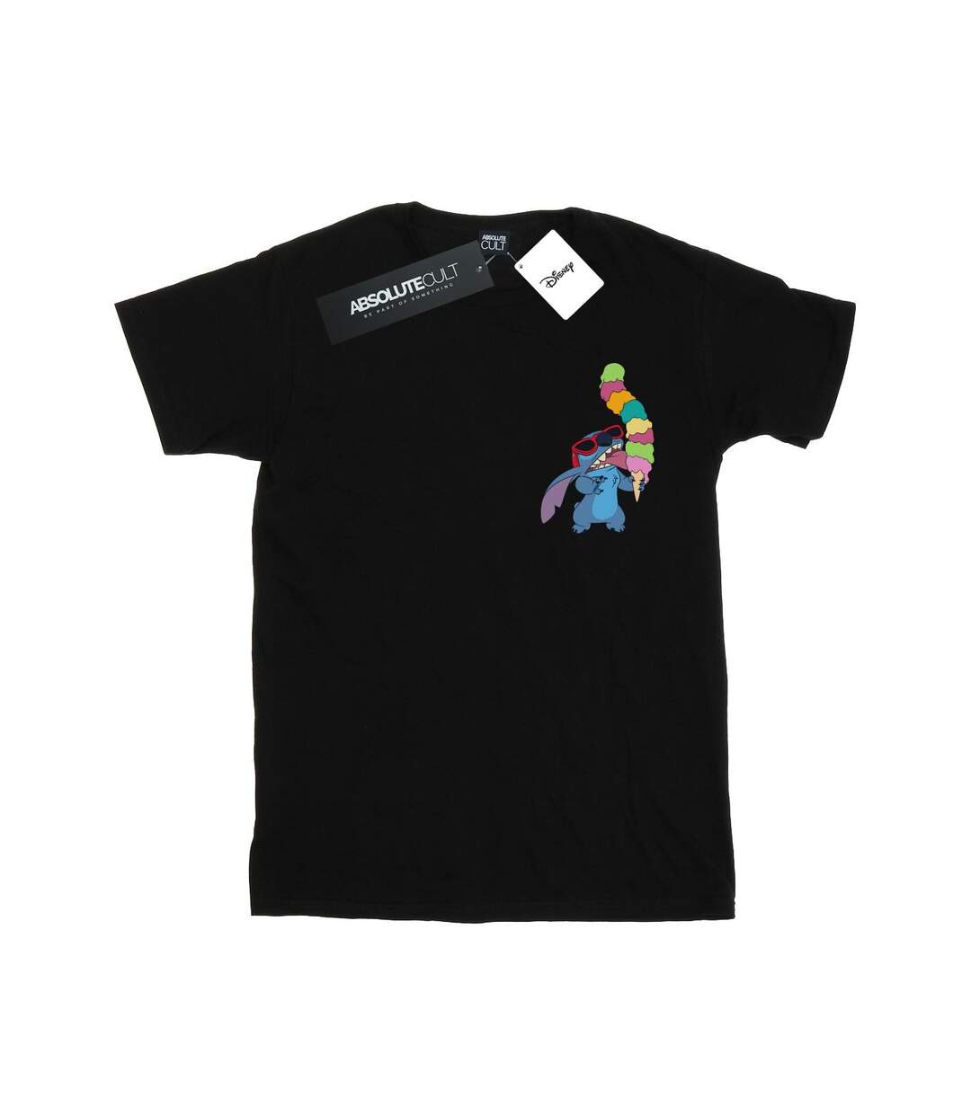 Disney Femmes/Ladies Lilo And Stitch Ice Cream Cotton Boyfriend T-Shirt (Noir) - UTBI29621-1