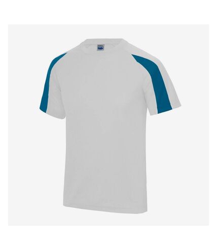 AWDis Cool Mens Contrast Moisture Wicking T-Shirt (Arctic White/Sapphire Blue)