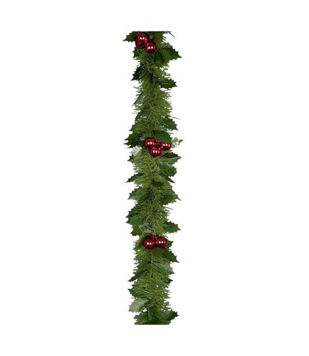 Holly and berry tinsel 2.7m x 12cm green/red Premier