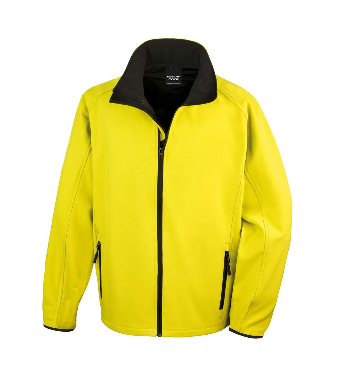 Mens printable soft shell jacket yellow/black Result Core