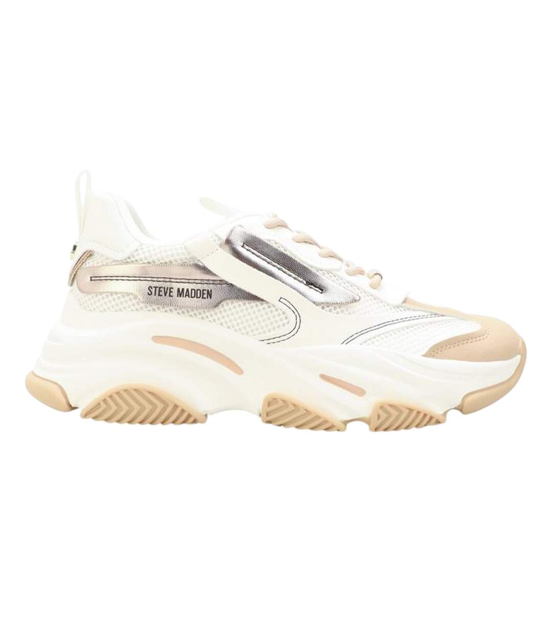 Womens/ladies Possession-e Platform Trainers Cream Steve Madden-1