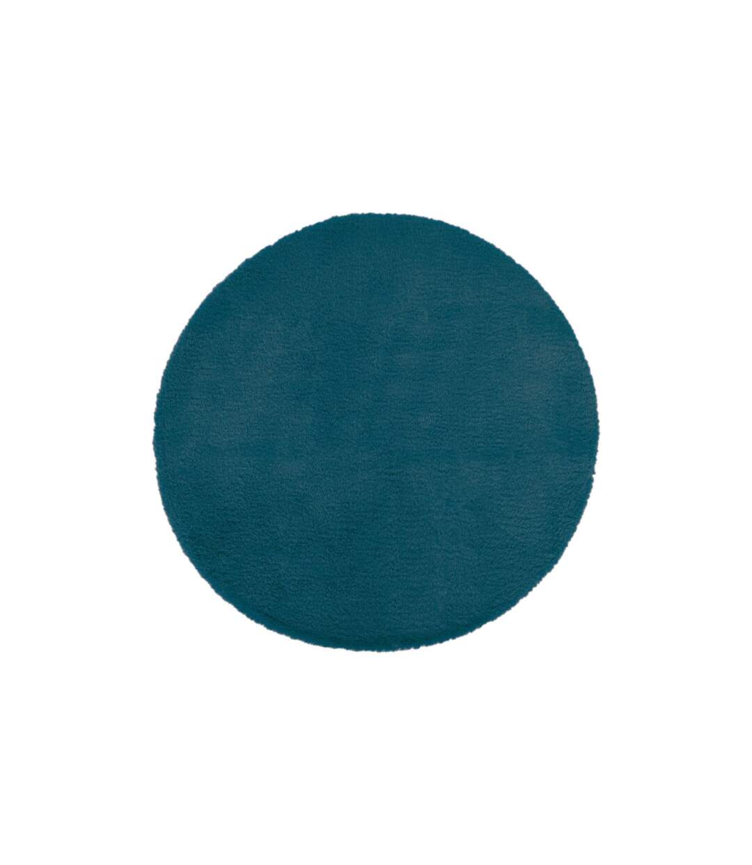 Tapis Rond Imitation Fourrure Doucea 80cm Bleu Canard-1