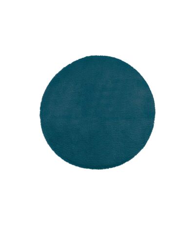 Tapis Rond Imitation Fourrure Doucea 80cm Bleu Canard