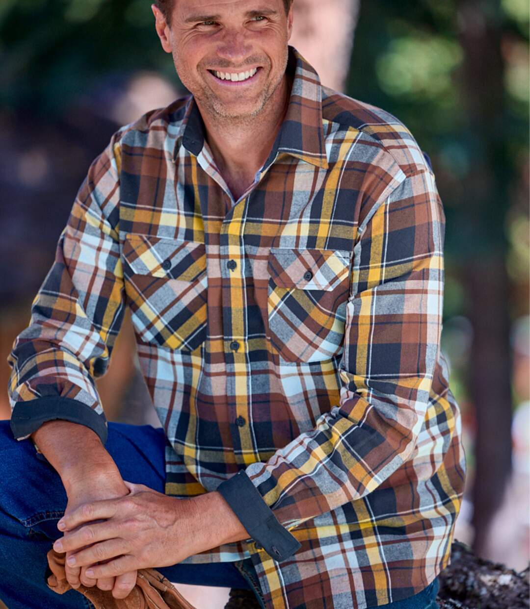 Chemise à carreaux en flanelle homme