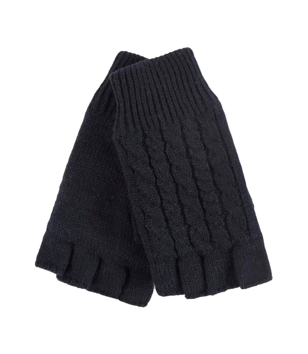 Ladies Cable Knitted Winter Thermal Fingerless Gloves-1