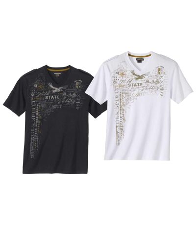 Set van 2 T-shirts met V-hals en epauletten