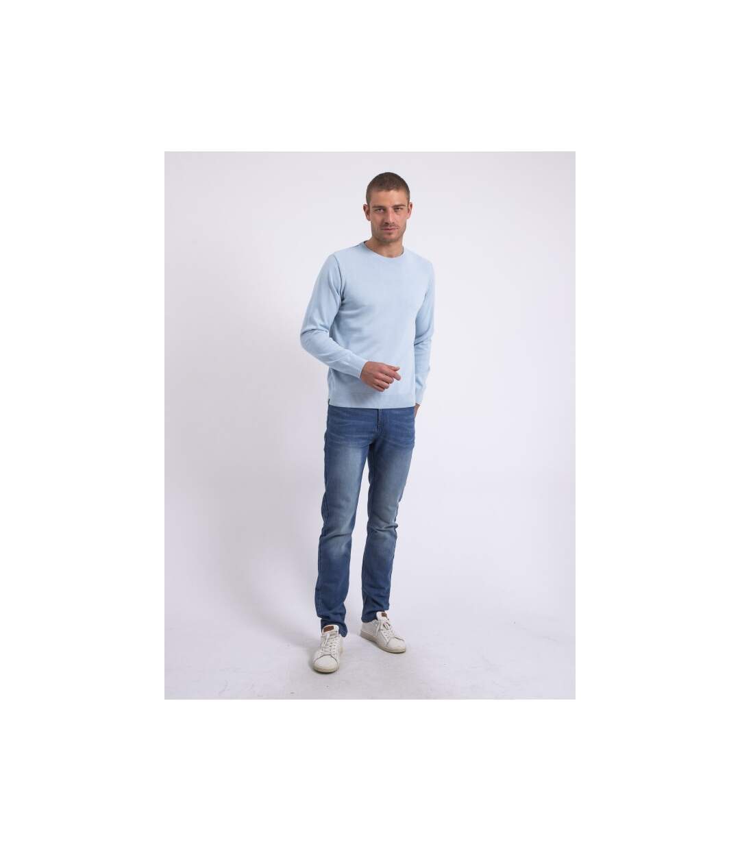 Pull col rond pur coton LADARKO-4