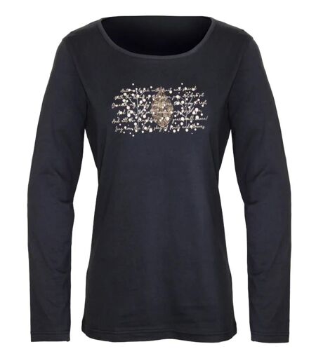 MAYFLOWER NOTICE2 – Tee-shirt manches longues noir sérigraphié pour un style chic et intemporel