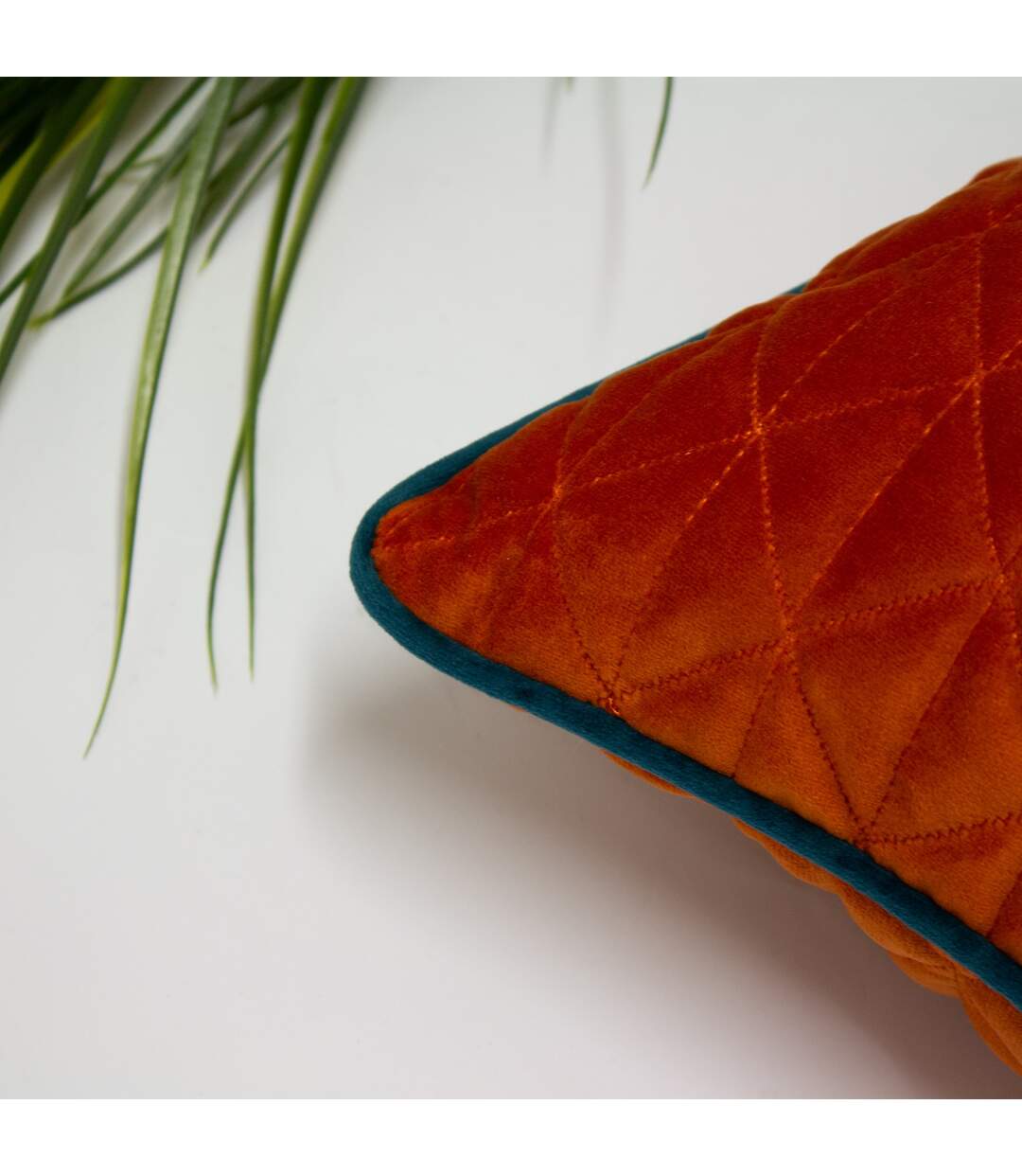 Quartz cushion cover with geometric diamond design one size jaffa orange/teal Riva Home-3