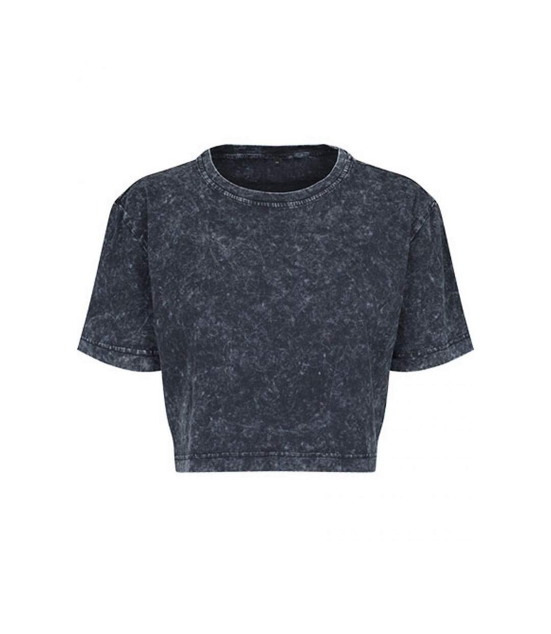 T-shirt Court Femme Gris Foncé Blanc Build Your Brand-1