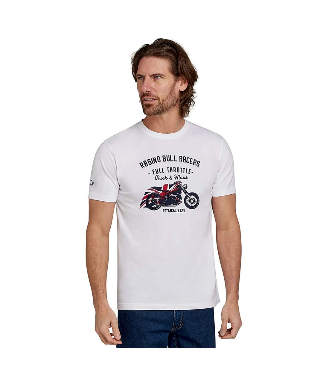 T-shirt racers ruck & maul homme blanc Raging Bull-3