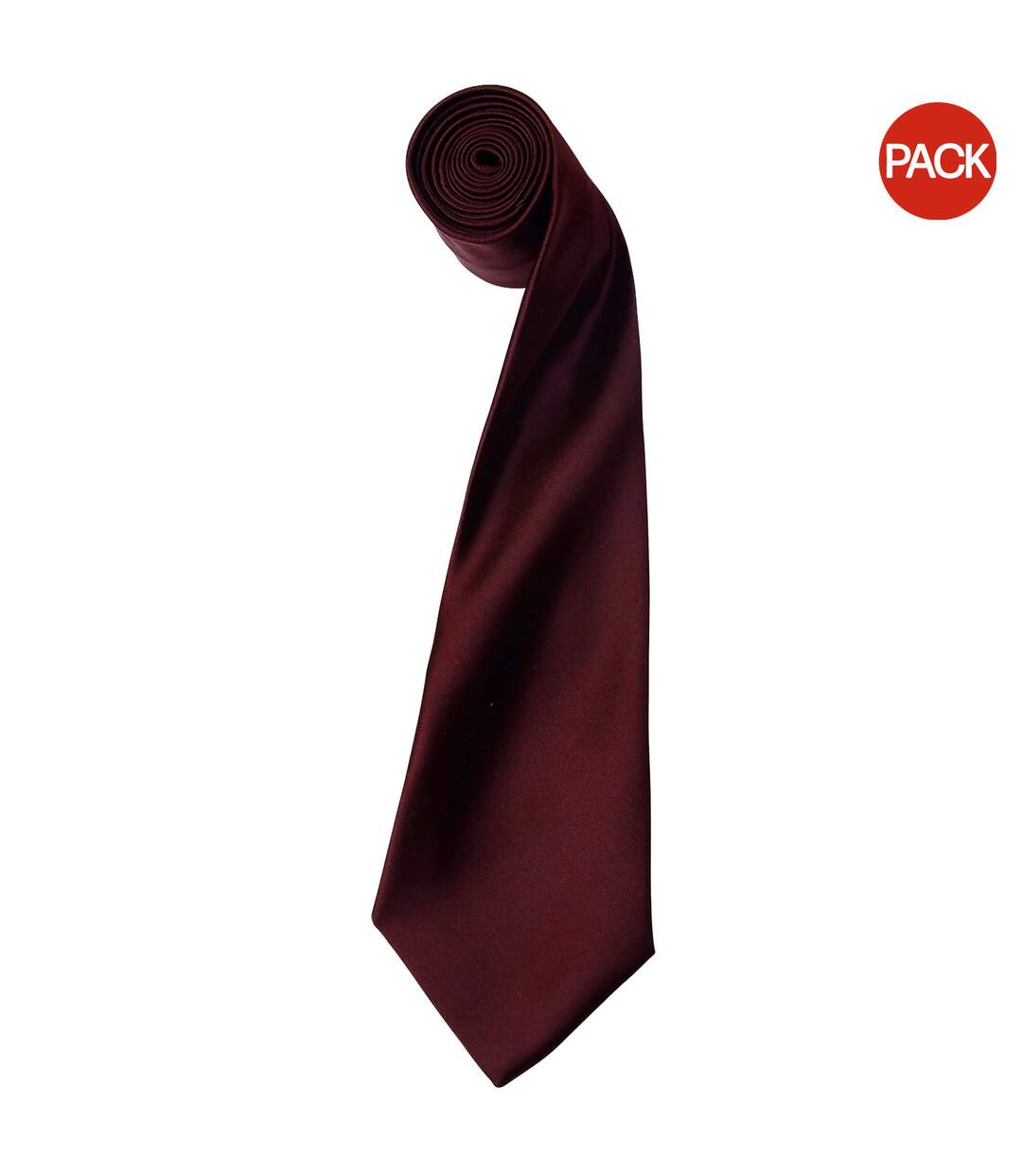 Premier Mens Plain Satin Tie (Narrow Blade) (Pack of 2) (Burgundy) (One Size) - UTRW6934-1