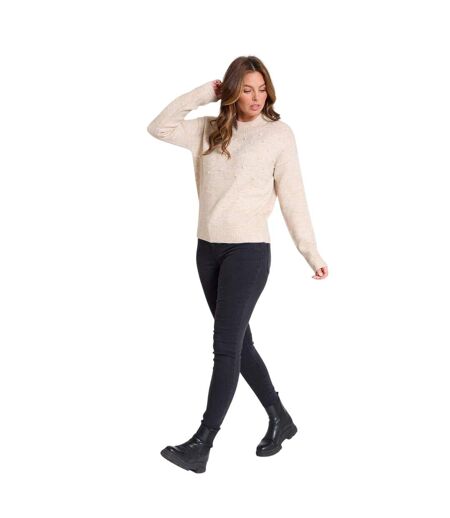 Sweat Manches Longues Motif/style Perle Femme Crème Be You