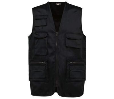 Gilet sans manches multipoches polycoton - Unisexe - WK609 - noir