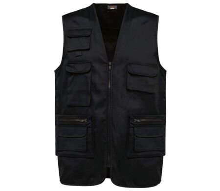 Gilet sans manches multipoches polycoton - Unisexe - WK609 - noir