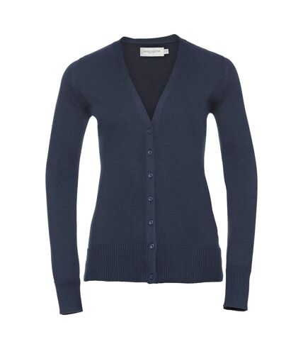 Russell Collection Ladies/Womens V-neck Knitted Cardigan (French Navy) - UTBC1013