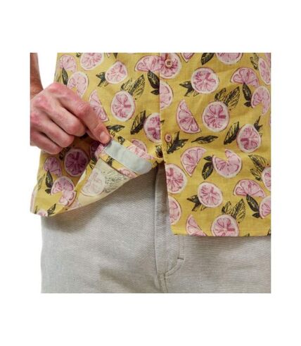 Craghoppers Mens Pasport Lemon NosiBotanical Shirt (Jaune/Rose pâle/Noir) - UTCG1575