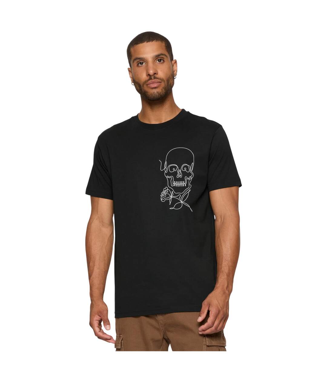 Mens Skull One Line T-shirt Black Mister Tee-1