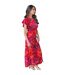 Robe Mi-longue Manches Volantées Motif/style Floral Femme Orange AX Paris-4