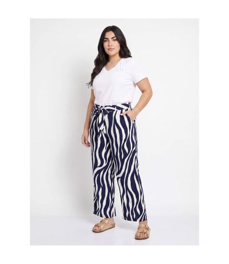 Pantalon large élastiqué, imprimé vagues