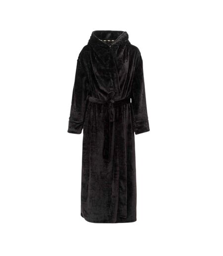 Womens/ladies Plain Hooded Robe Black Biba