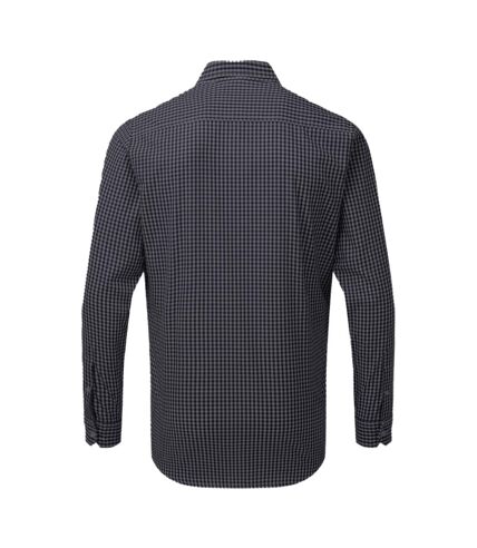 Premier Mens Maxton Check Long Sleeve Shirt (Steel/Black)