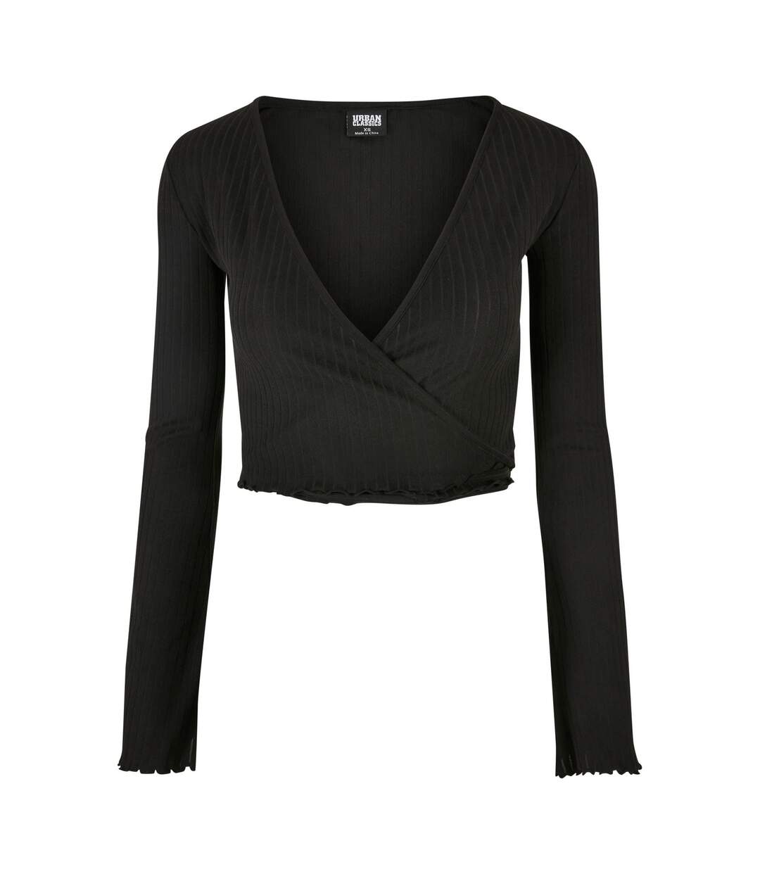 Haut Court Manches Longues Motif/style Côtelé Femme Noir Urban Classics-1