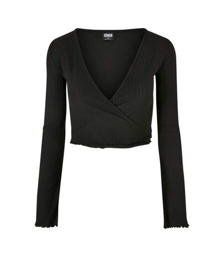 Haut Court Manches Longues Motif/style Côtelé Femme Noir Urban Classics
