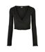 Haut Court Manches Longues Motif/style Côtelé Femme Noir Urban Classics-1