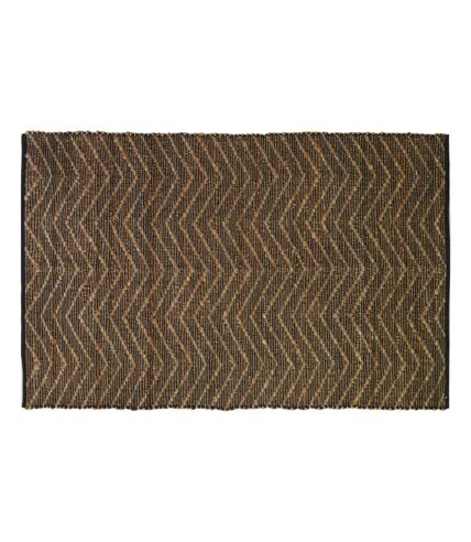 Tapis en jute et coton naturels Zig-zag Naturel et marron - 160 x 230 cm