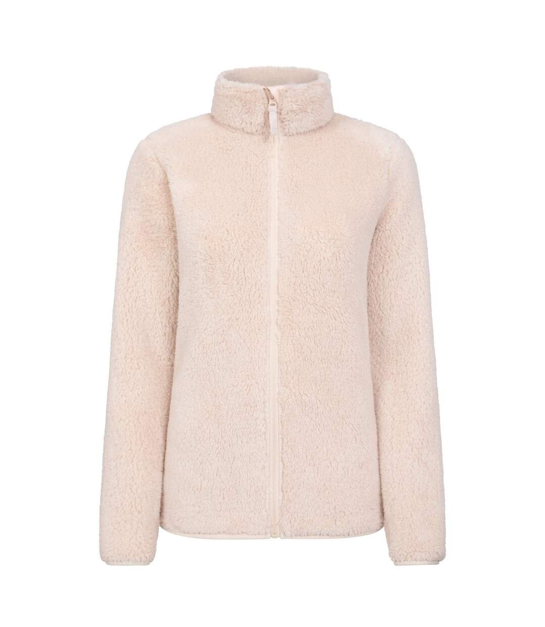 Womens/ladies teddy fleece full zip jacket beige Mountain Warehouse-1