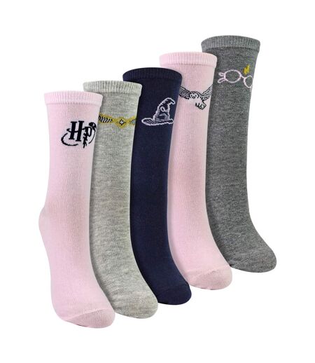 5 Pairs Ladies Cotton Novelty Socks - Harry Potter Pattern Comfortable Socks